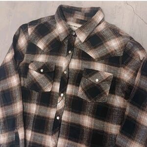 Bit and Bridle Womens L Pearl Shirt Snap Flannel Long Slv South Western Plaid